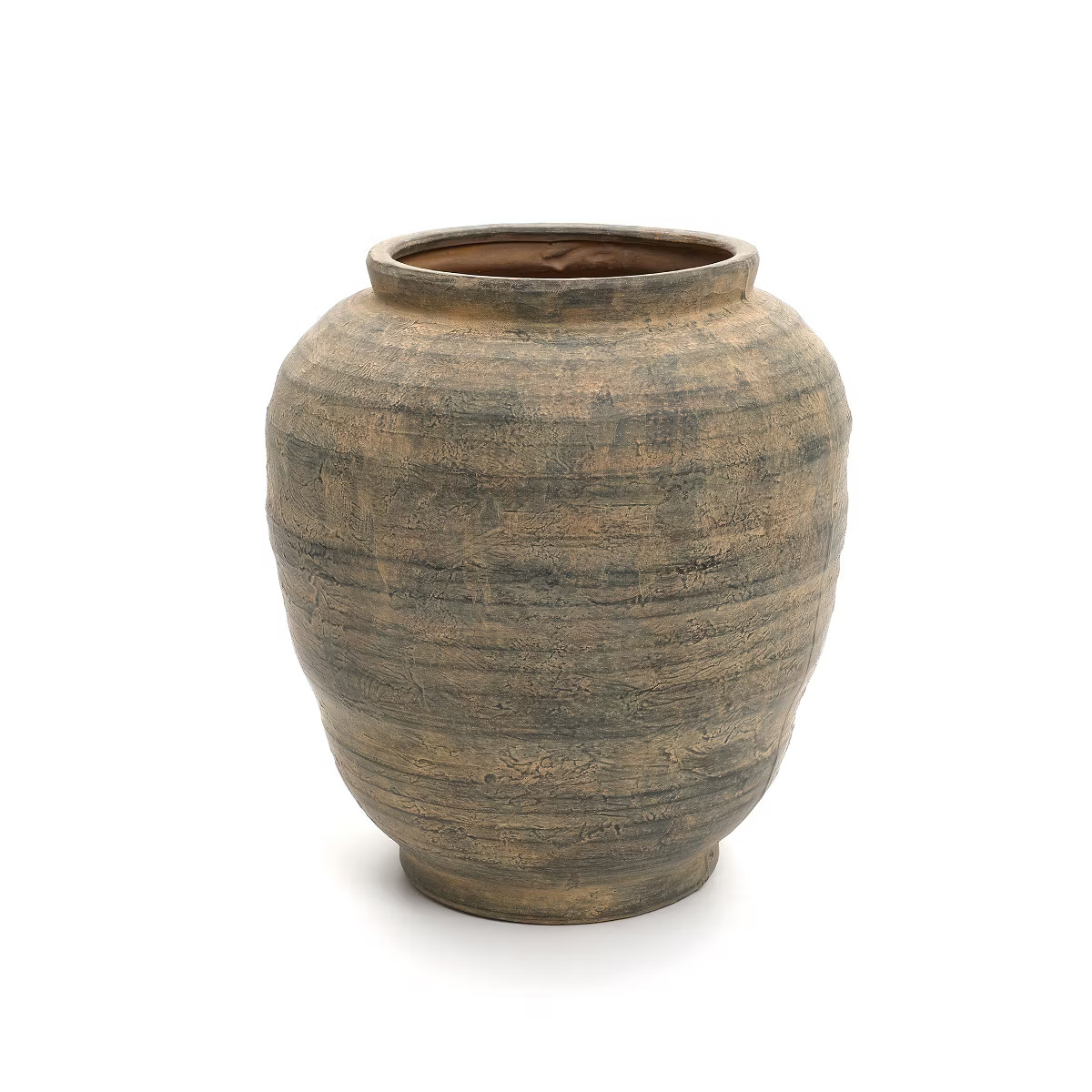 LuxenHome Vintage Pottery Brown 17.32-Inch Tall Round Ceramic Vase | Target
