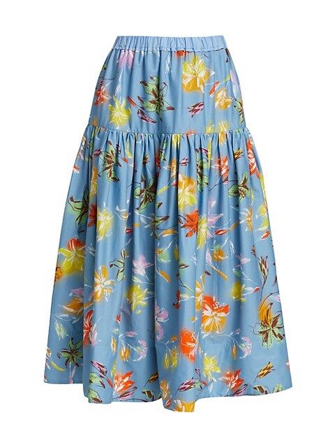 Lara Tiered Floral Midi-Skirt | Saks Fifth Avenue