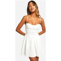 Womens Dipped Waist Milkmaid Mini Dress - White - 14 | boohoo (US & Canada)