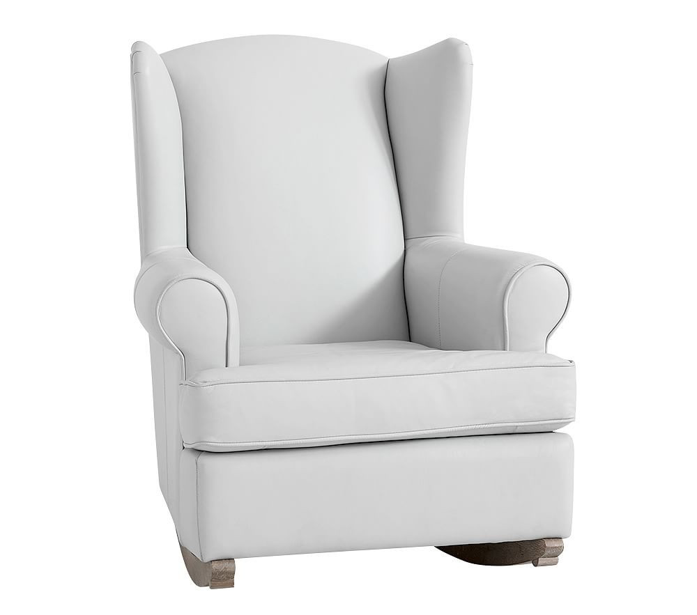 Wingback Convertible Rocker, Leather Pale Gray | Pottery Barn Kids