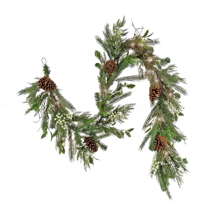 HGTV Home Collection 6ft Pre Lit Artificial Christmas Garland, Mixed Branch Tips, Decorated with ... | Target