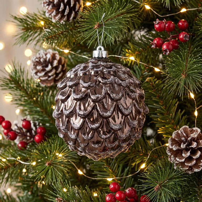 4-Count Brown and Silver Pinecone Shatterproof Christmas Ornaments, 7", by Holiday Time | Walmart (US)