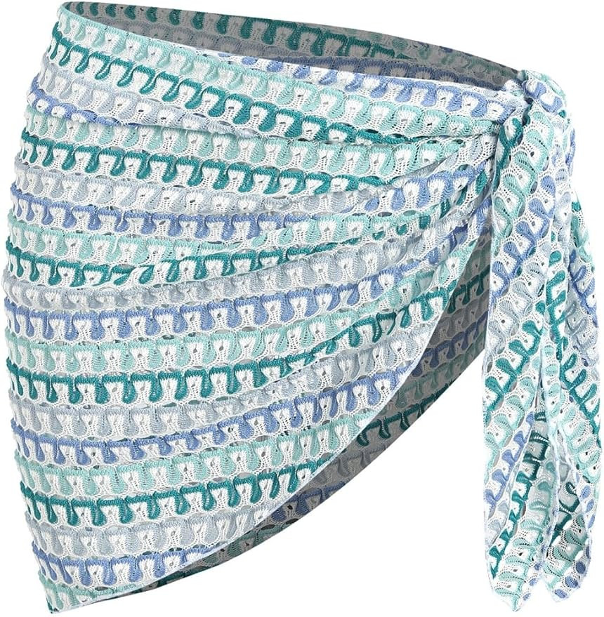 ZAFUL Sarong Coverups for Women Beach Vacation Fishnet See Thru Tie Side Bathing Suit Cover Up Mi... | Amazon (US)