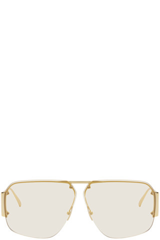 Bottega Veneta - Gold Square Sunglasses | SSENSE