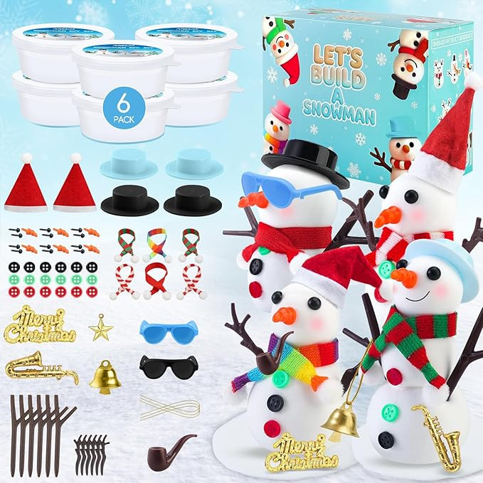 Snowman Clay Crafts 6 Pack Build a Snowman Christmas DIY Kit, Creative Kids Modeling Activities M... | Amazon (US)