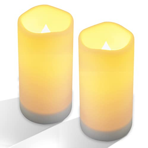 Amazon.com: NURADA Large Outdoor Solar Powered Candles - Flameless Pillar Waterproof Rechargeable... | Amazon (US)