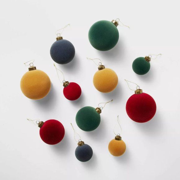 NIB Set 11 Velvet Christmas Ornaments Multi-Color Threshold Target Studio McGee | Poshmark