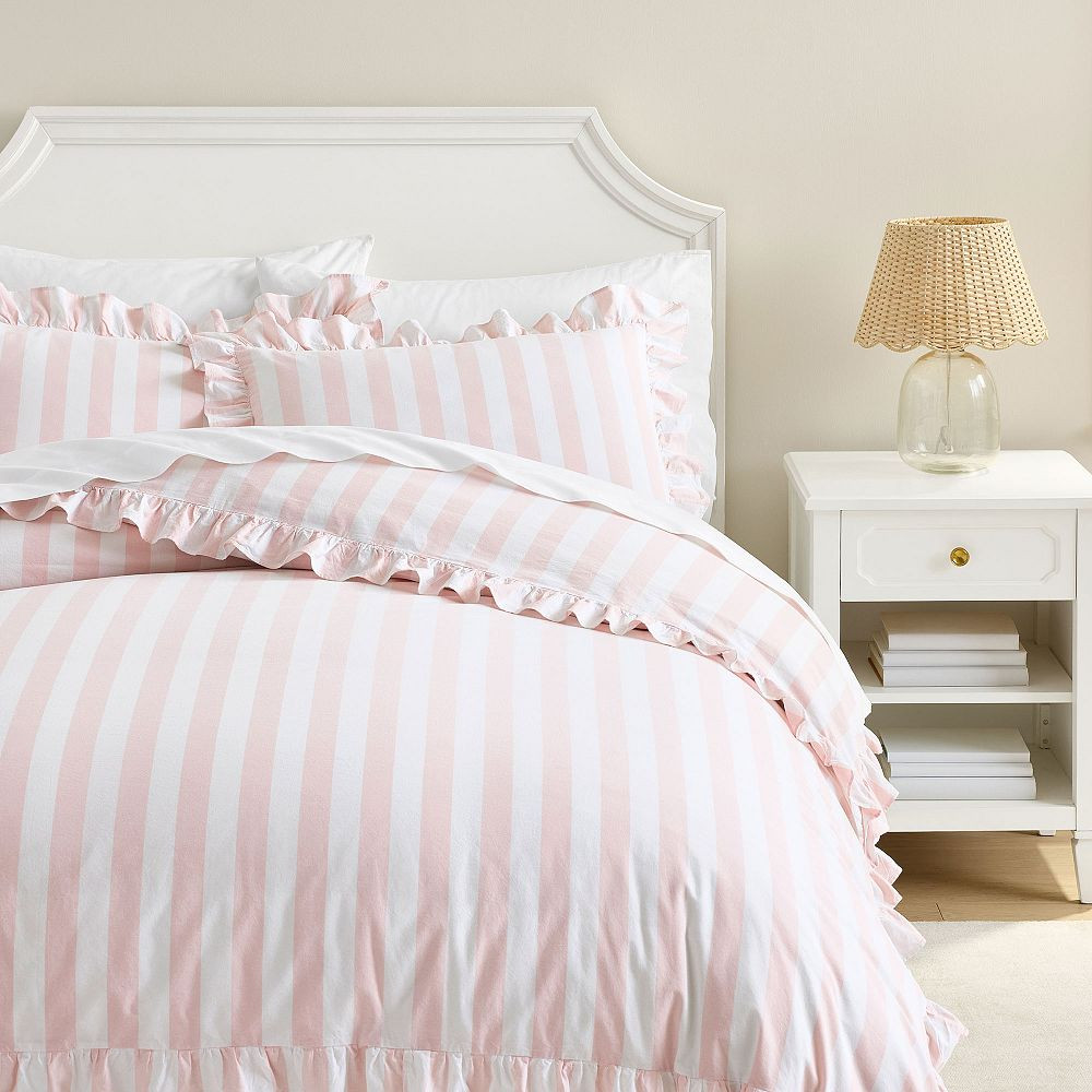 Cabana Stripe Ruffle Duvet Cover | Pottery Barn Teen