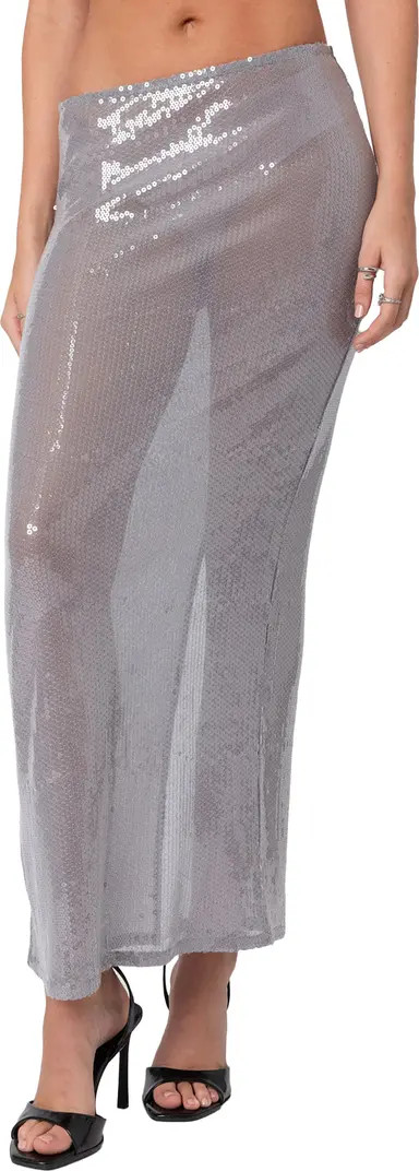 Riki Sheer Sequin Low Rise Maxi Skirt | Nordstrom