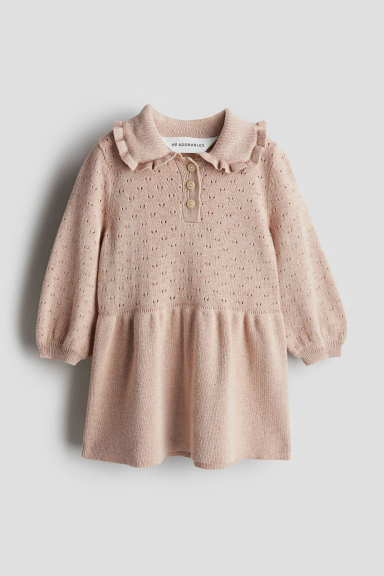H & M - Pointelle-Knit Cotton Dress - Pink | H&M (US + CA)