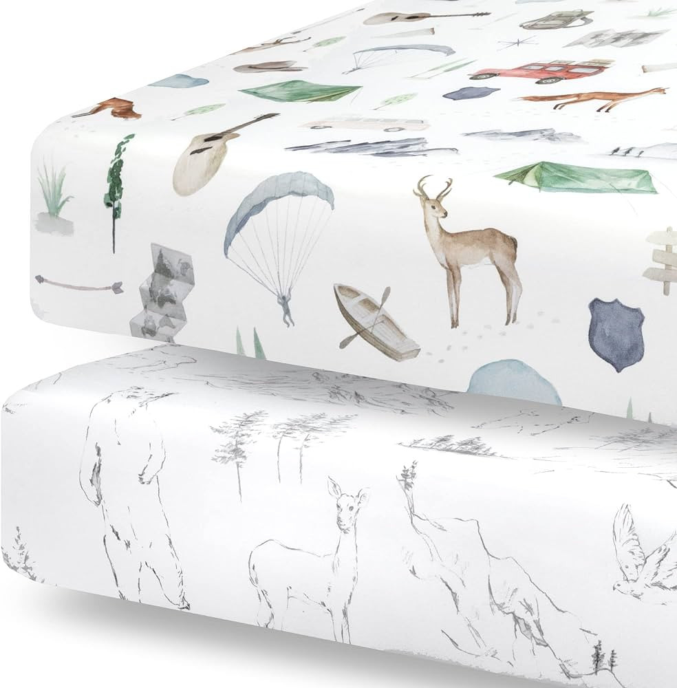 Pobibaby - 2 Pack Premium Fitted Baby Boy Crib Sheets for Standard Crib Mattress - Ultra-Soft Cot... | Amazon (US)