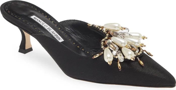 Manolo Blahnik Beaded Pointed Toe Mule (Women) | Nordstrom | Nordstrom