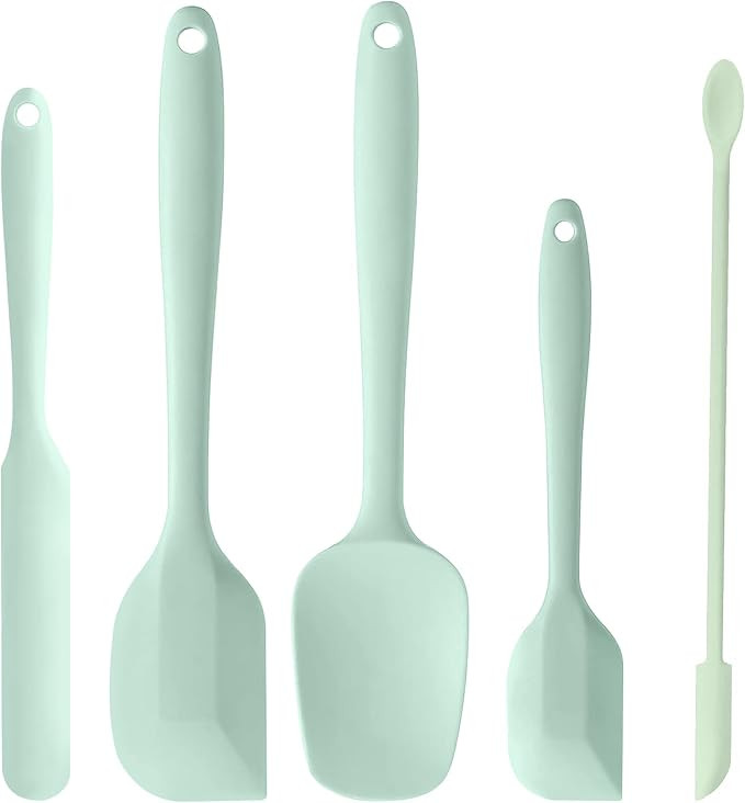 5 Piece Mint Green Silicone Spatula Set, Heat Resistant Rubber Spatulas Set, Silicone Kitchen Ute... | Amazon (US)