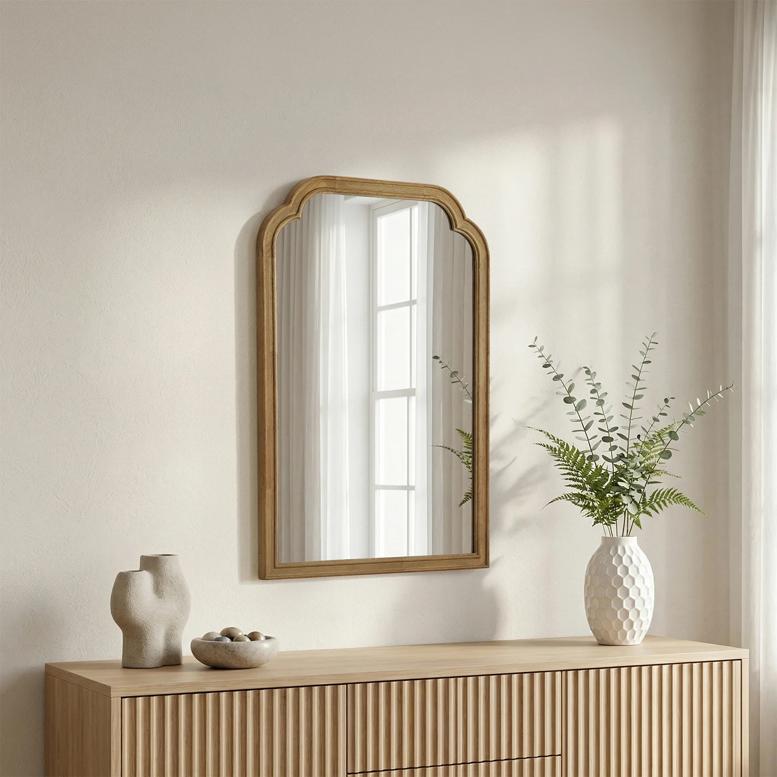 Ancalin Wood Accent Wall Mirror for Bathroom Bedroom Decorative Mirror | Wayfair North America