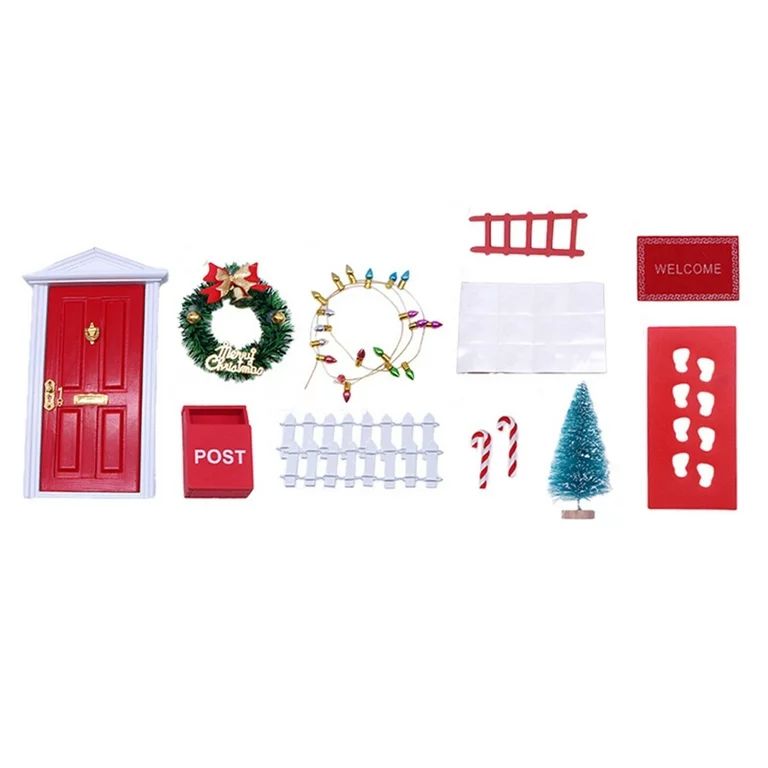 HEQU Accessories Set Red Christmas Accessories Christmas Elf Door Fairy Tale Door Secret Door Elf... | Walmart (US)