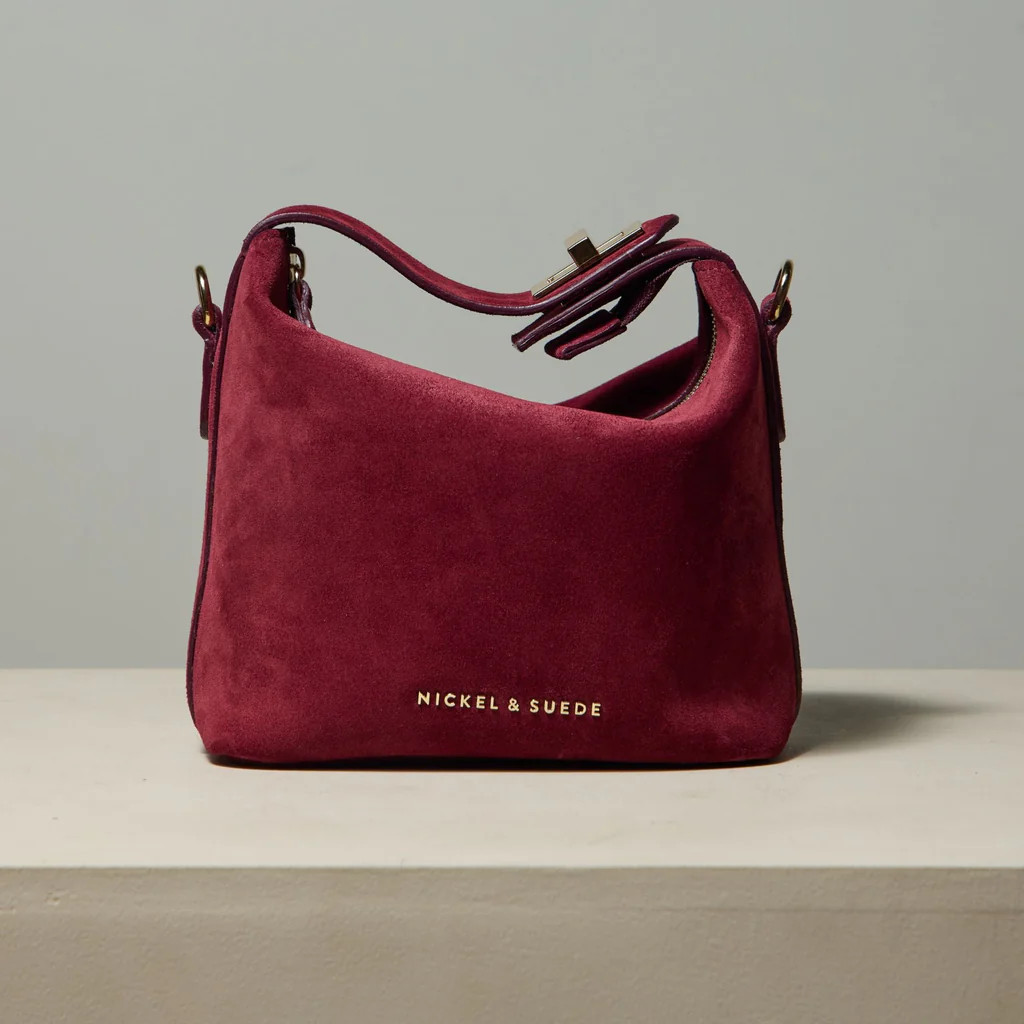 Brigitte Suede Mini Bag in Sangria | Nickel and Suede