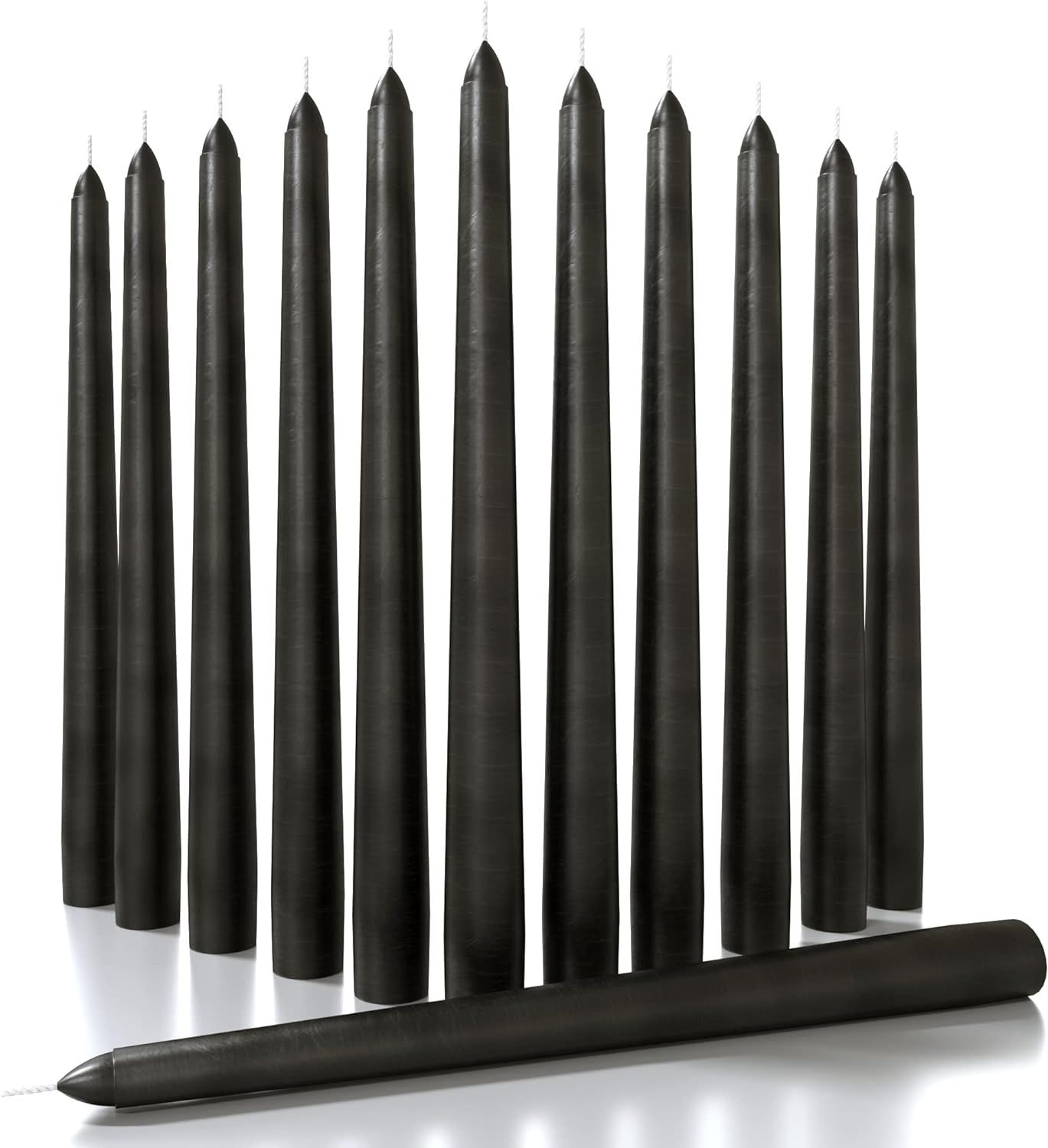 CANDWAX 10 inch Taper Candles Set of 12 - Tall Candles Unscented - Black Candles Tapered Candle S... | Amazon (US)