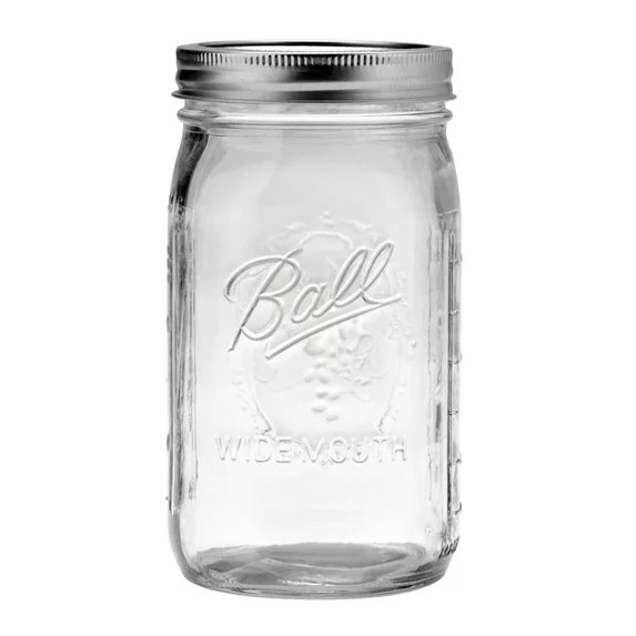 Ball Glass Mason Jar with Lid & Band, Wide Mouth, 32 oz, Single Jar, 1 Count | Walmart (US)