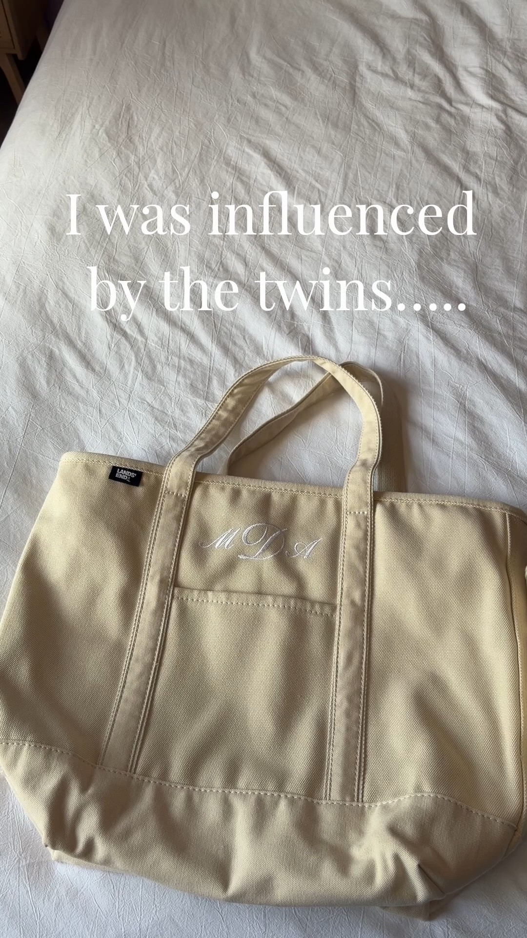 Influenced by the twins……I got a size Large, zip top, short handles in color Natural & with my new initials. 
m

#LTKTravel