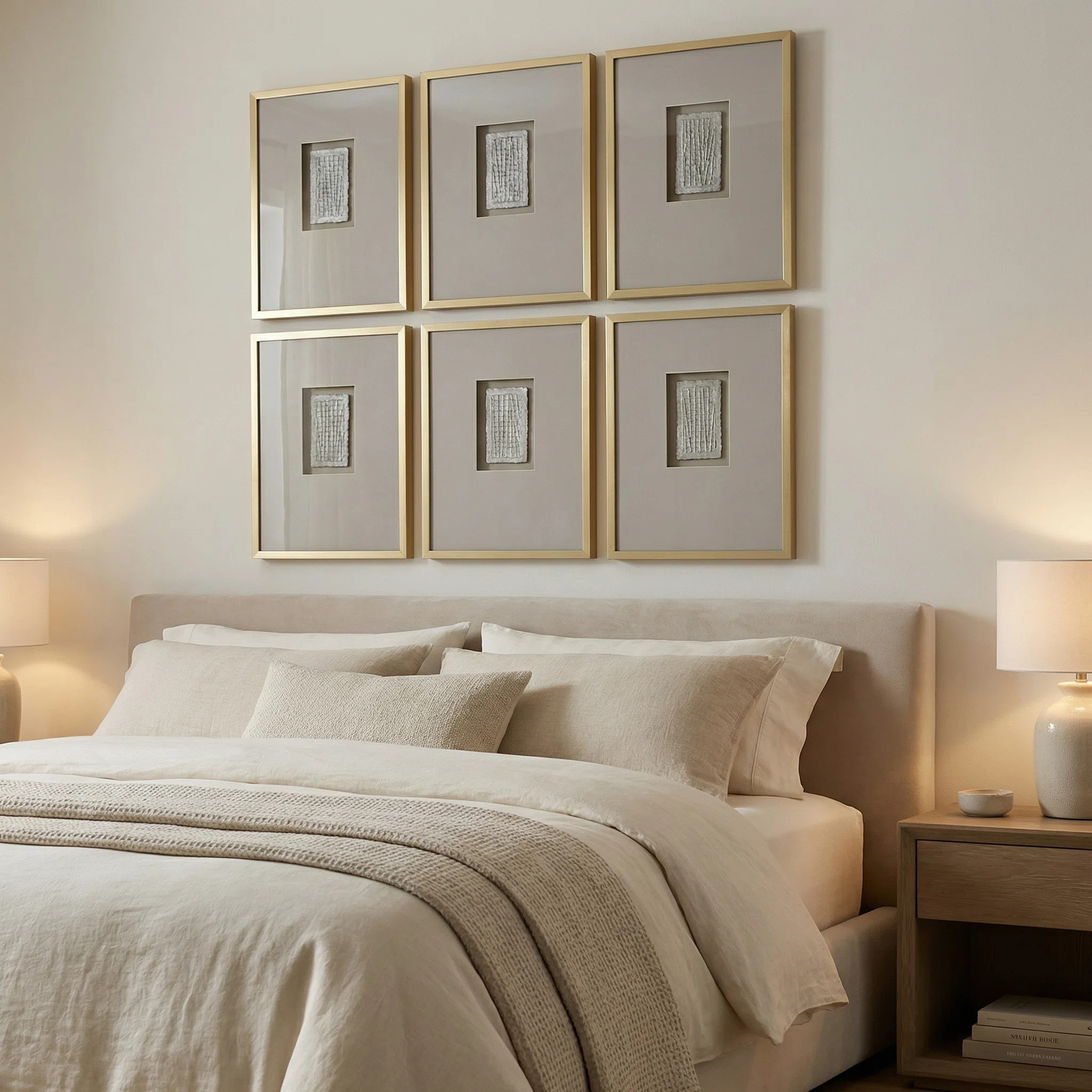 Forsythe 2 Six Piece Neutral Minimalist Contemporary Framed Wall Art | Wayfair North America