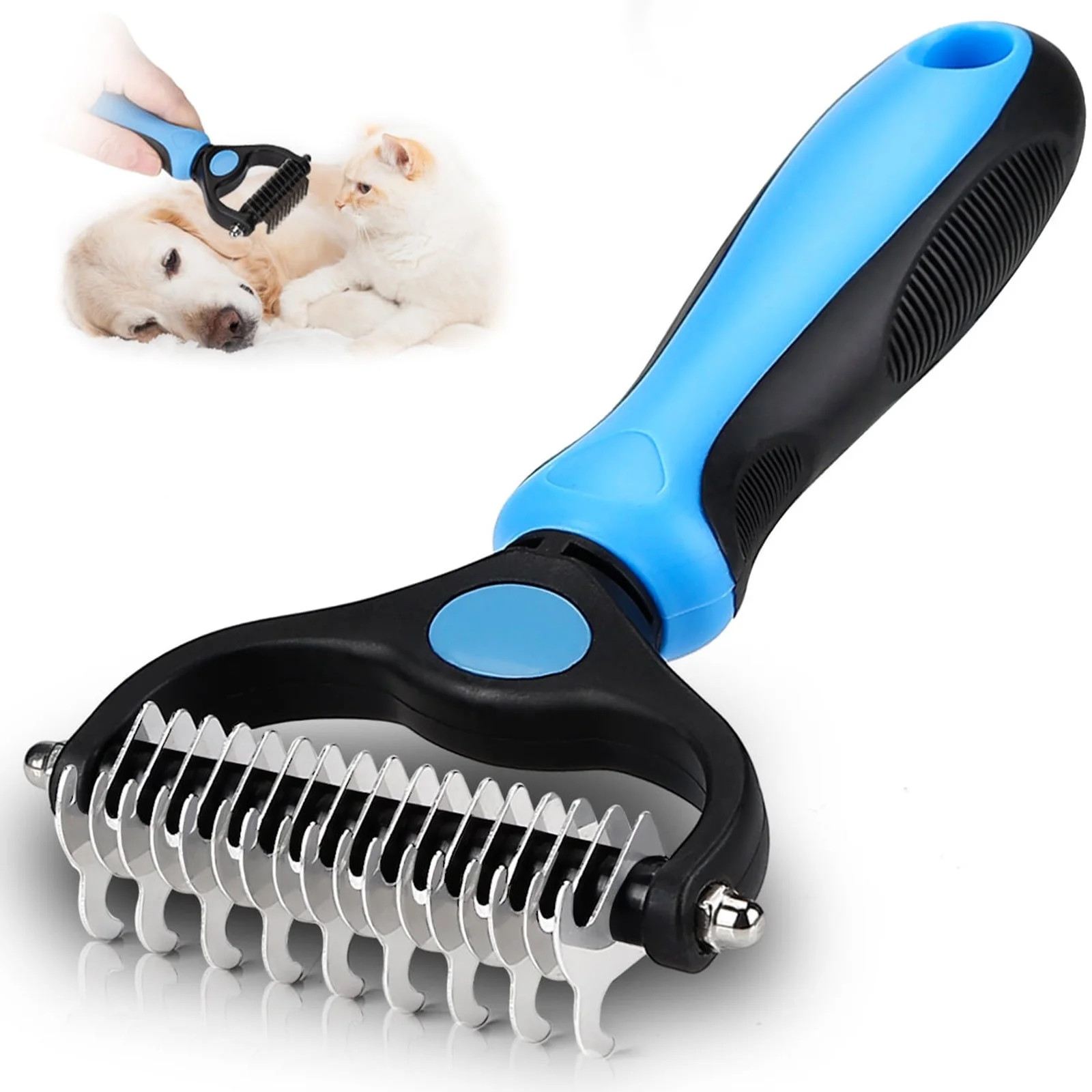 GILIGEGE Pet Grooming Dematting Brush Undercoat Rake For Dogs & Cats 2 Grooming Tool | Walmart (US)