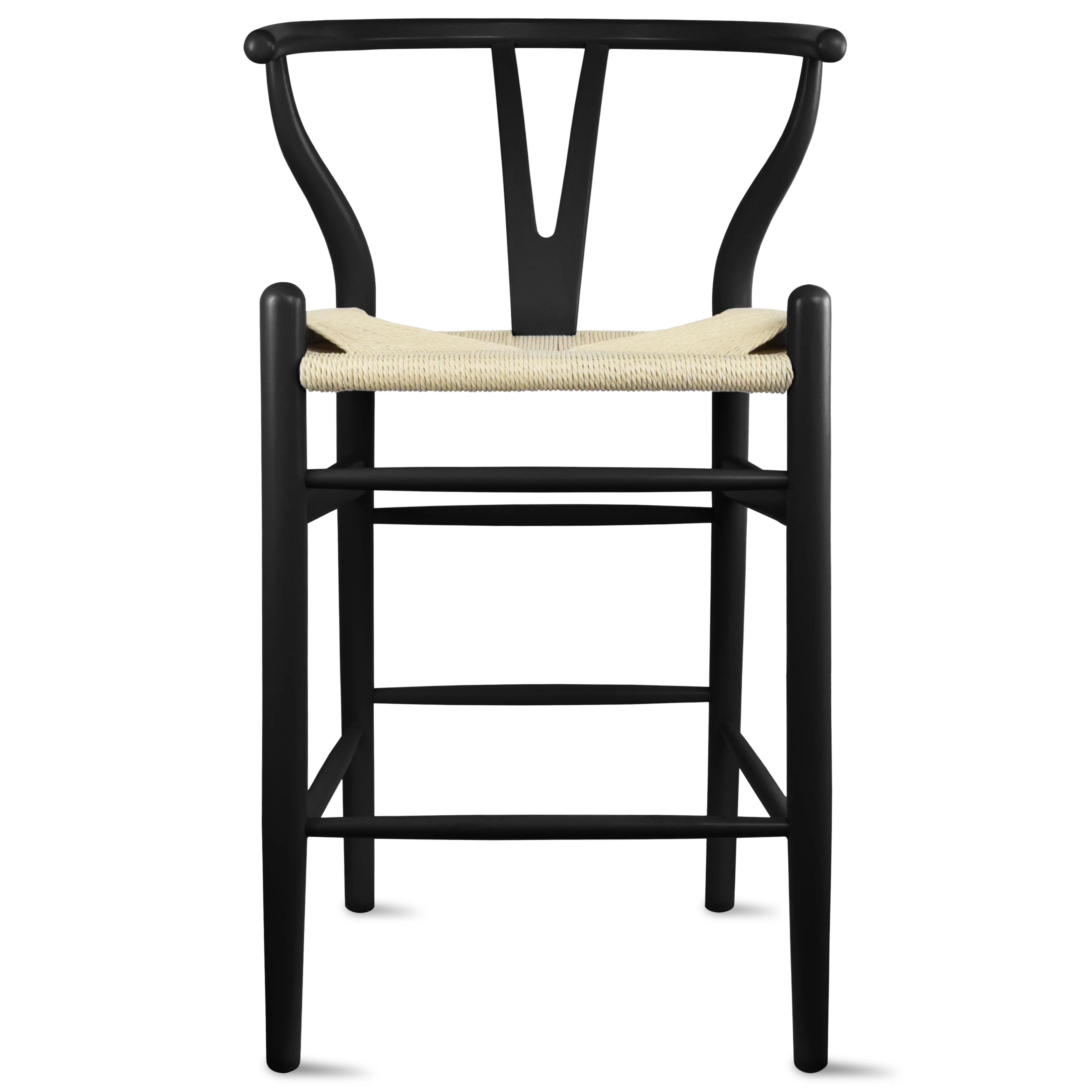 Beauton Counter Stool - Farmhouse Y-Back Stool with Light Woven Wood - Fully Assembled Kitchen Is... | Wayfair North America