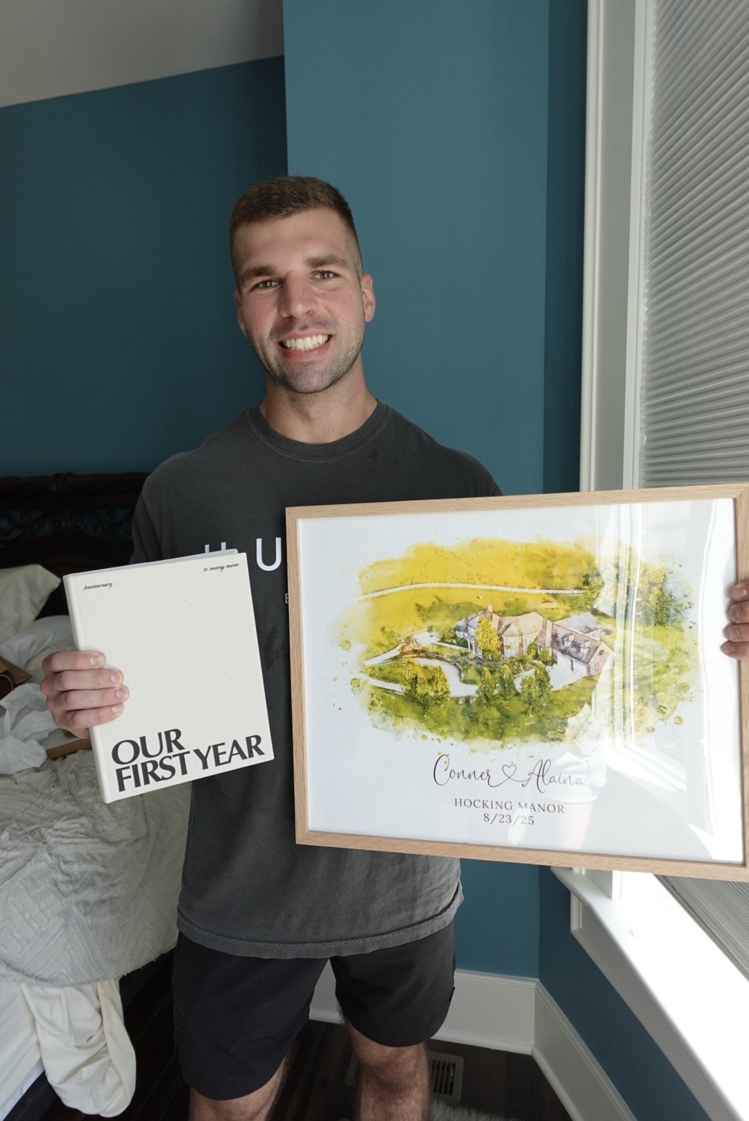 The sweetest groom gifts. A custom watercolor of our wedding venue and a book to fill with memories from our first year as husband and wife. Simple, thoughtful, and so special. Hubby gifts linked below 🤍

#LTKWedding #LTKHome #LTKMens
