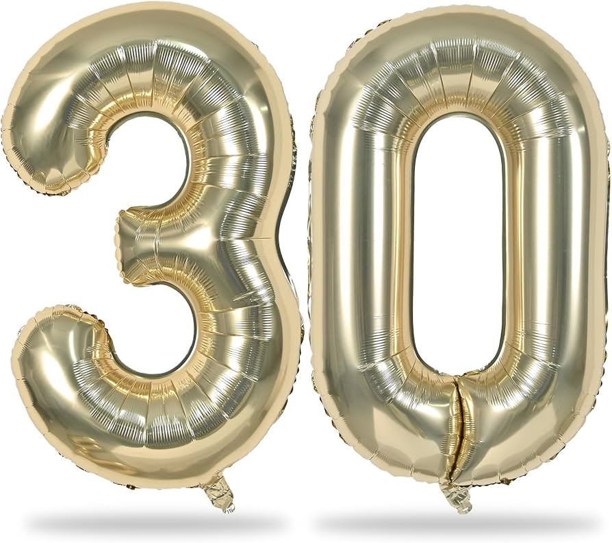Champagne Gold Number 30 Balloons, 40 Inch Light Gold Foil Number 3 & 0 Balloons for Women, Self ... | Amazon (US)