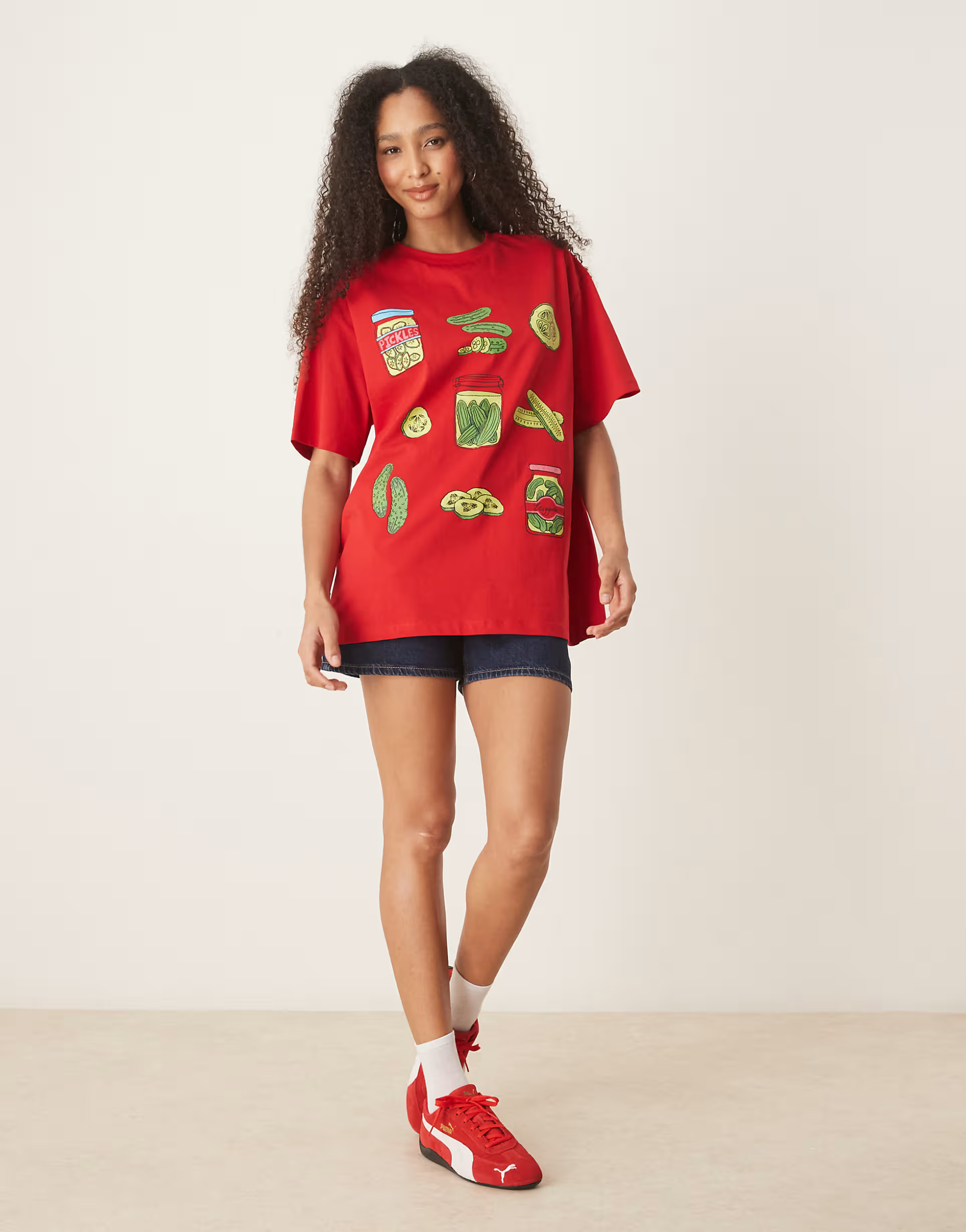 ASOS DESIGN oversized t-shirt with pickle graphic in red | ASOS (Global)