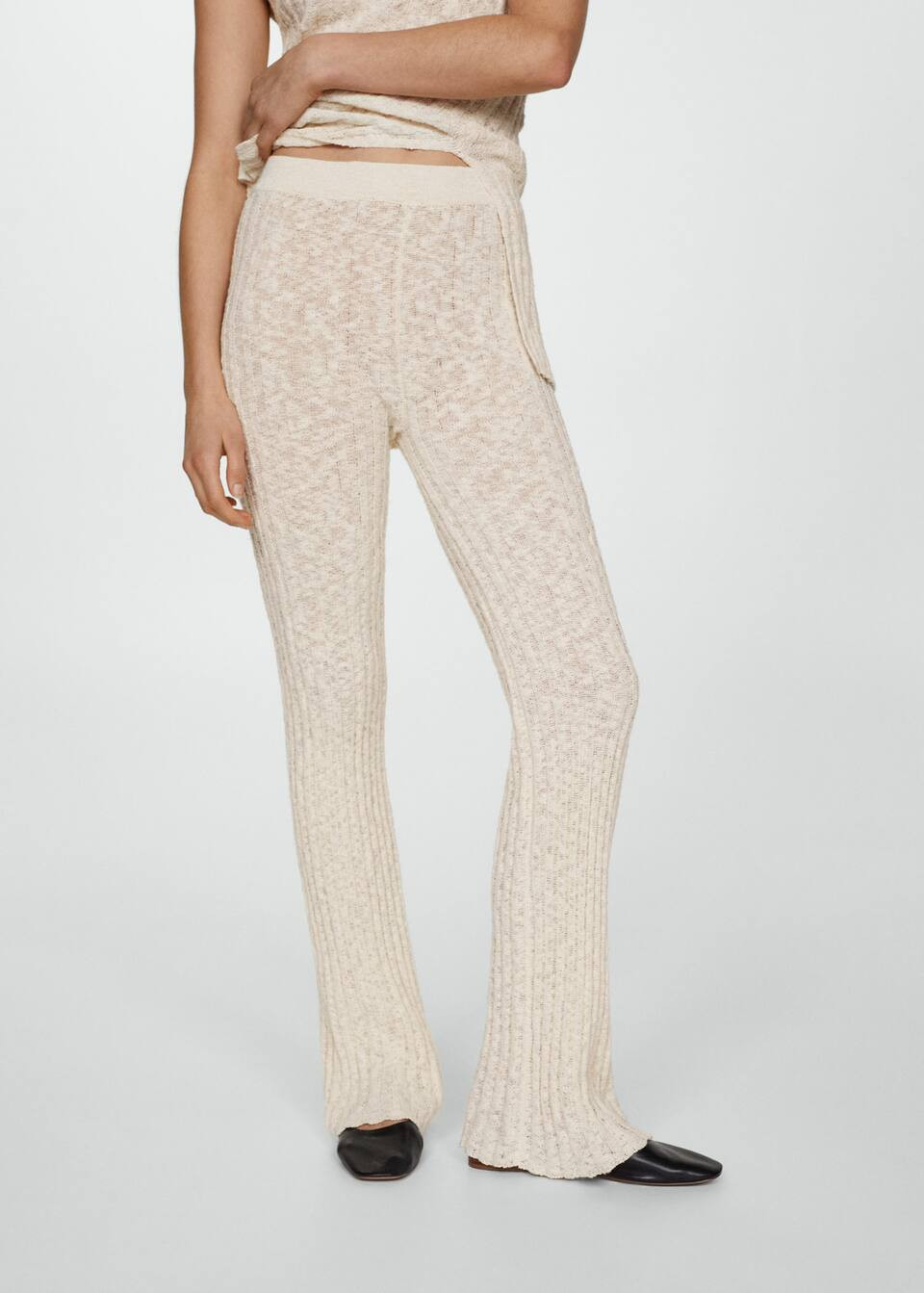 Flared ribbed knitted pants -  Women | Mango USA | MANGO (US)