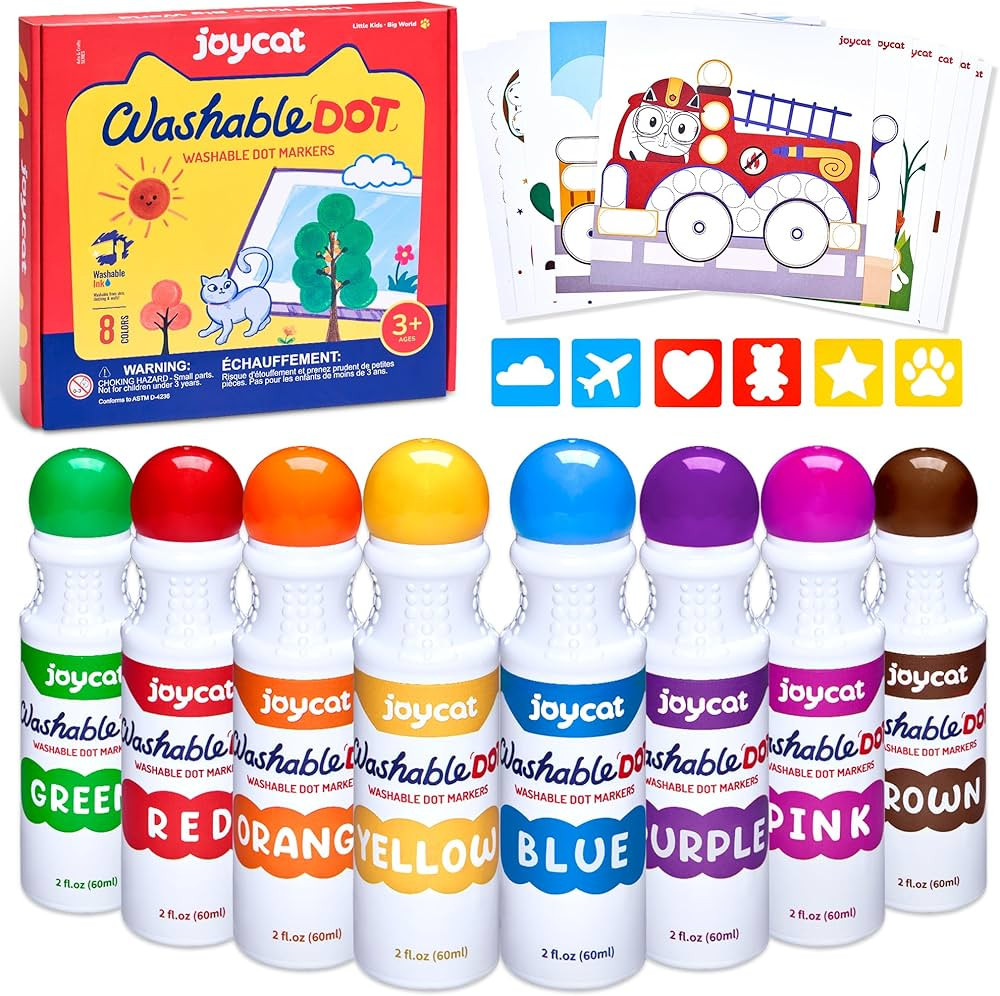 Washable Dot Markers for Kids,8 Colors 2.1 fl.oz Non Toxic Dot Paint Markers with 123 PDF &10 Phy... | Amazon (US)
