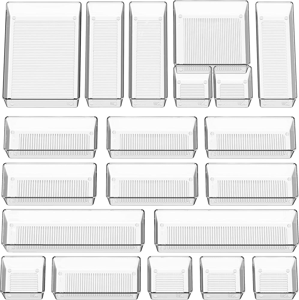 Simple Houseware 20-Pack Clear Plastic Drawer Organizers (6S, 7M, 5L, 1 XL, 1XXL) | Amazon (US)