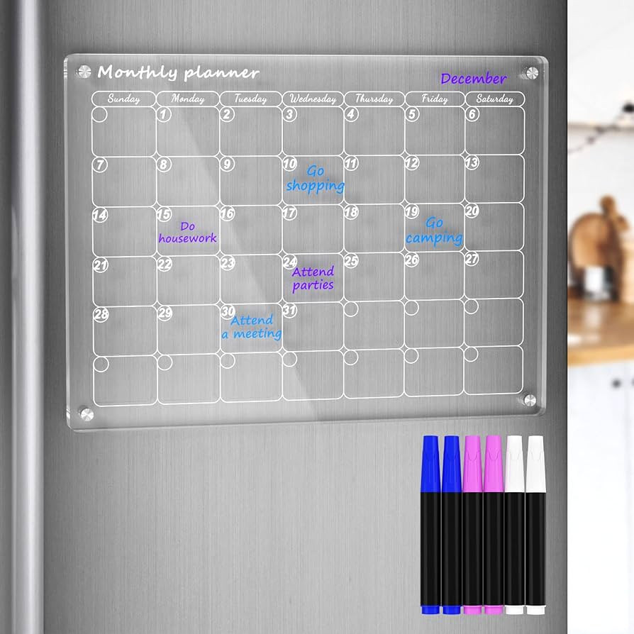 AITEE Acrylic Magnetic Dry Erase Board Calendar for Fridge, Monthly Calendar, 16"x12" Inches Clea... | Amazon (US)