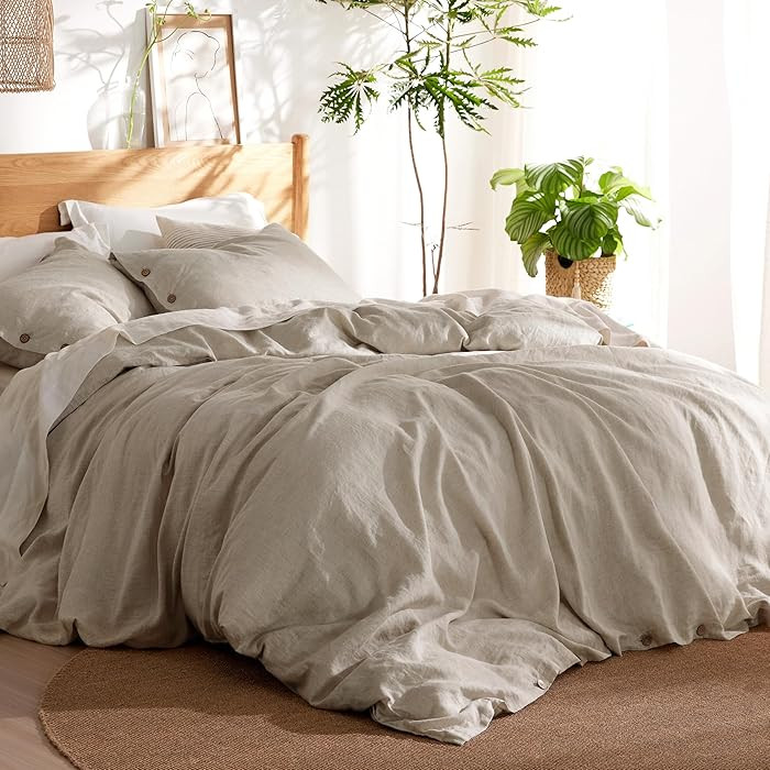 Bedsure Linen Duvet Cover Queen Size - Linen Cotton Blend Bedding Set, Soft & Cozy, 3 Pieces, 1 D... | Amazon (US)