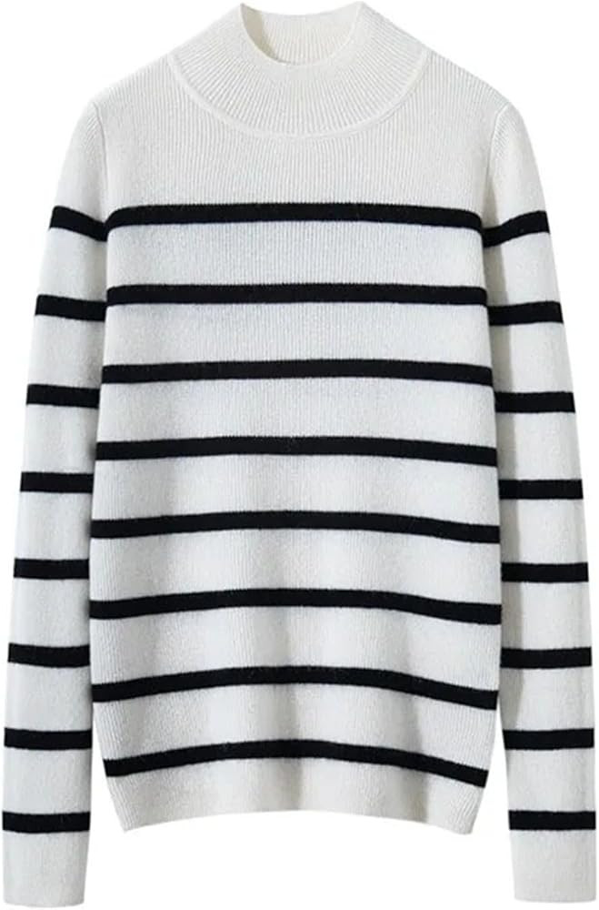 Women's Solid Wool Soft Sweater Small Turtleneck Striped Casual Pullover Sweater | Amazon (US)