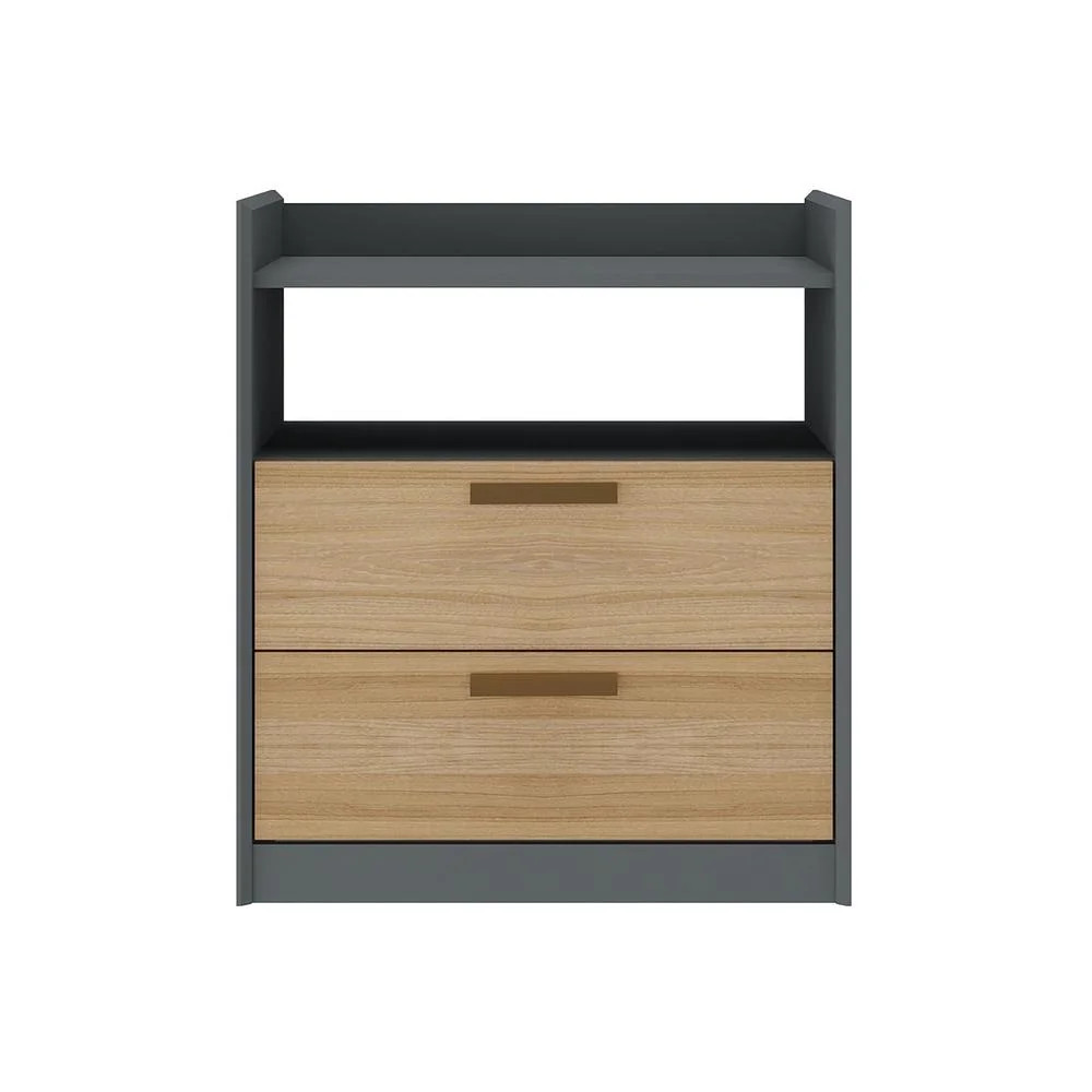 Modern Chic 2-Drawer Nightstand with a Built-in Niche and Bronze Handles | Walmart (US)