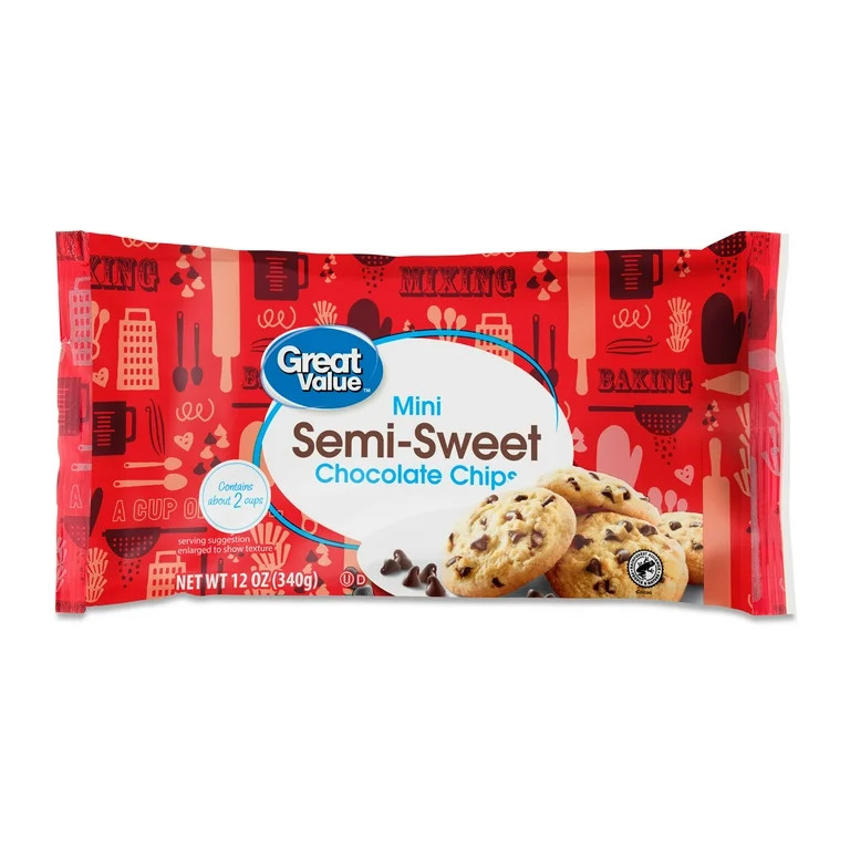 Great Value Mini Semi-Sweet Chocolate Baking Chips, 12 oz Bag | Walmart (US)