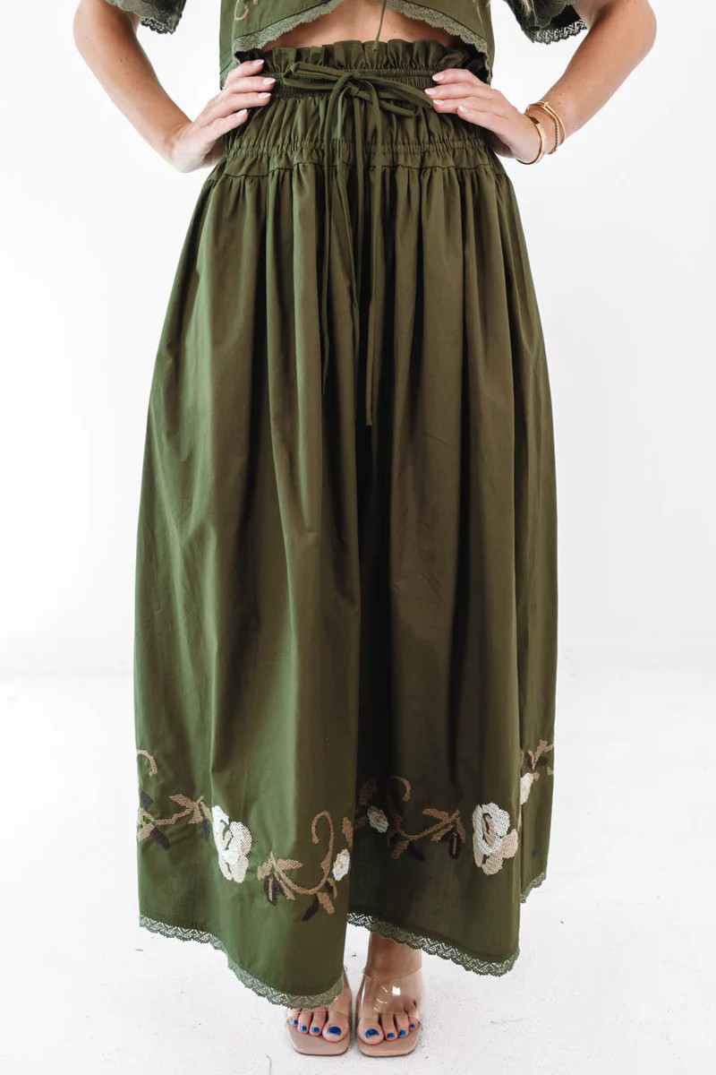 Hometown Date Midi Skirt - Olive | The Impeccable Pig