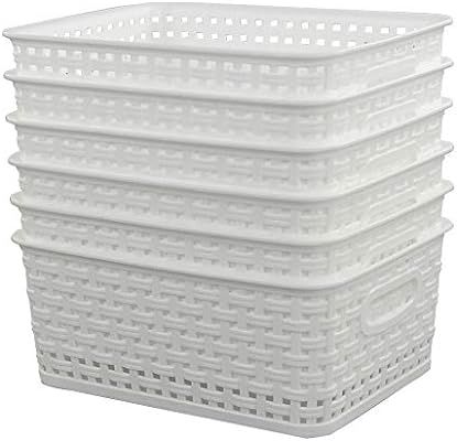 Sandmovie White Plastic Woven Ratten Baskets, 6-Pack | Amazon (UK)