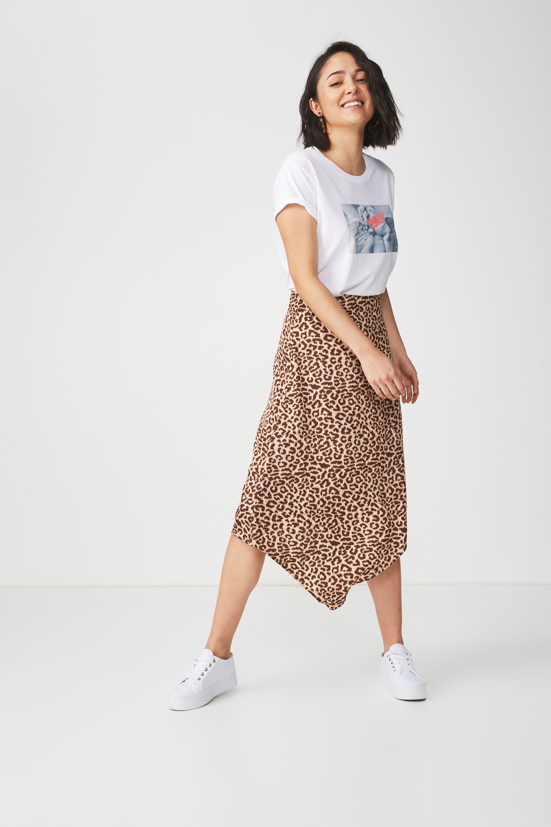 Woven Amy Assymetric Hem Midi Skirt | Cotton On (US)