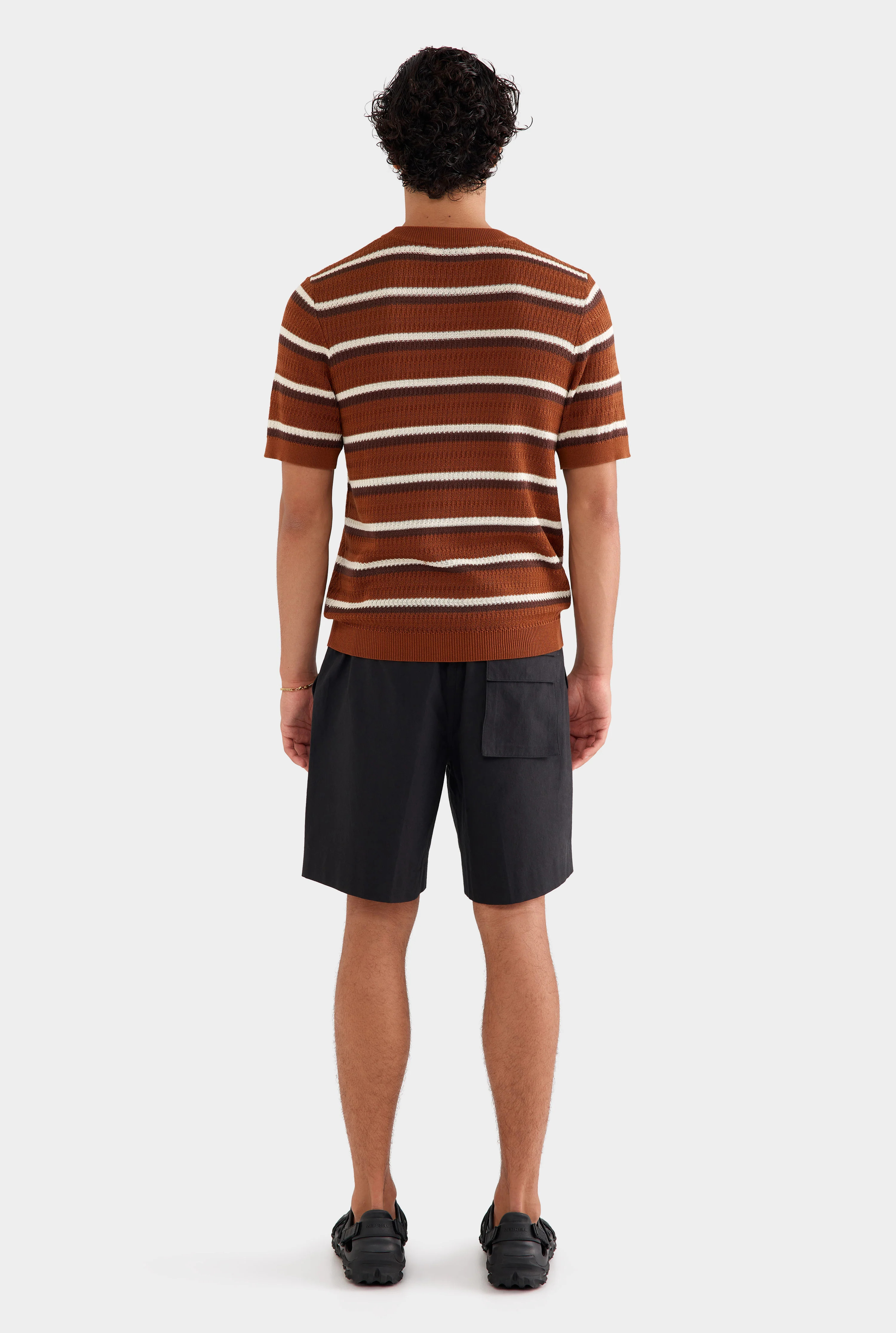 Venroy - Mens Knitted Tencel Stripe T-Shirt | Venroy AU