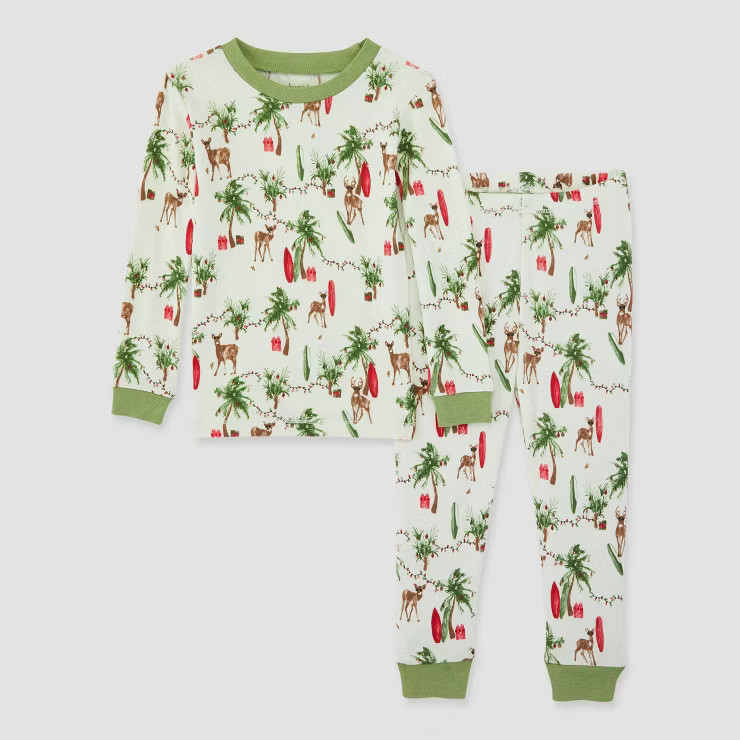 Burt's Bees Baby® Toddler 2pc Island Holiday Organic Cotton Pajama Set - Green | Target
