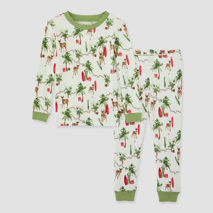 Burt's Bees Baby® Toddler 2pc Island Holiday Organic Cotton Pajama Set - Green | Target