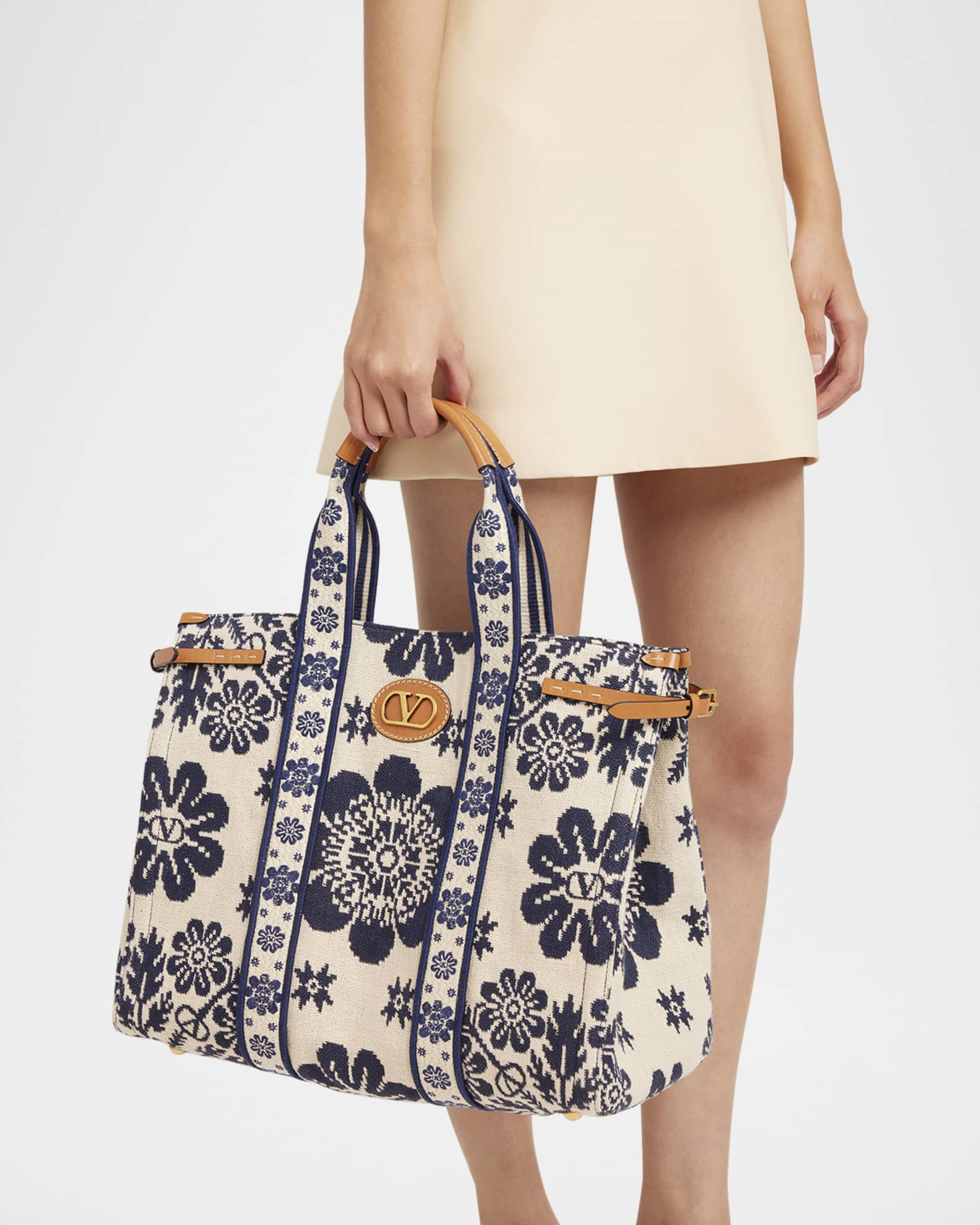 Antibes Jacquard Flower Canvas Tote Bag | Neiman Marcus
