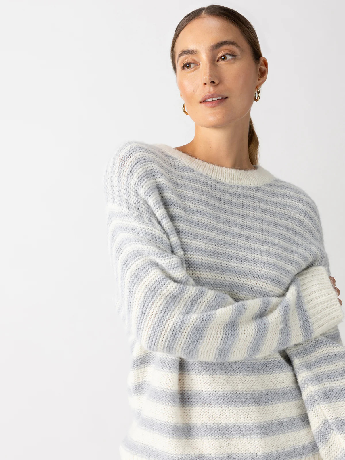 Fuzzy Tunic Sweater Pearl Blue/ Chalk Stripe | Sanctuary Clothing