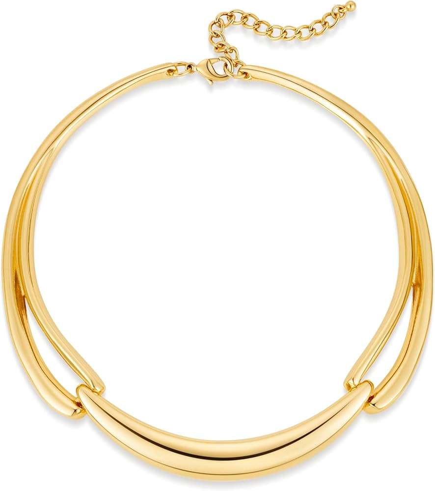 LILIE&WHITE Gold Collar Necklace For Women With Adjustable Style Gold Chunky Choker Collar Neckla... | Amazon (US)