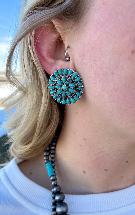 Mini Turquoise Cluster Earrings - Etsy | Etsy (US)