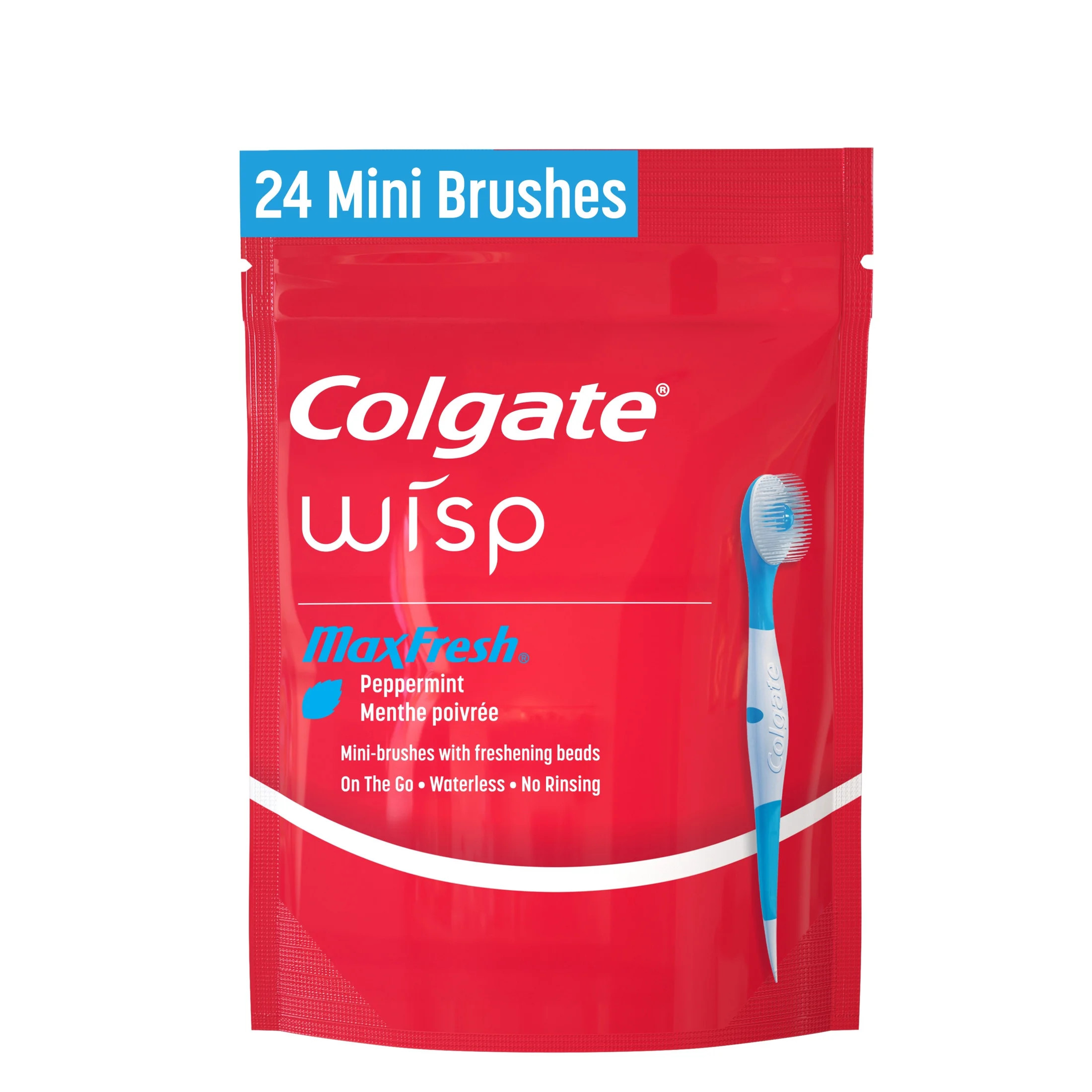 Colgate Max Fresh Wisp Disposable Mini Toothbrush, Peppermint - 24 Count | Walmart (US)
