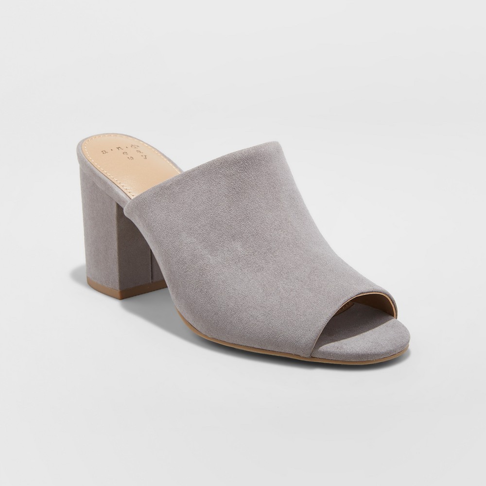 Women's Didi Block Heel Mules - A New Day Gray 6 | Target
