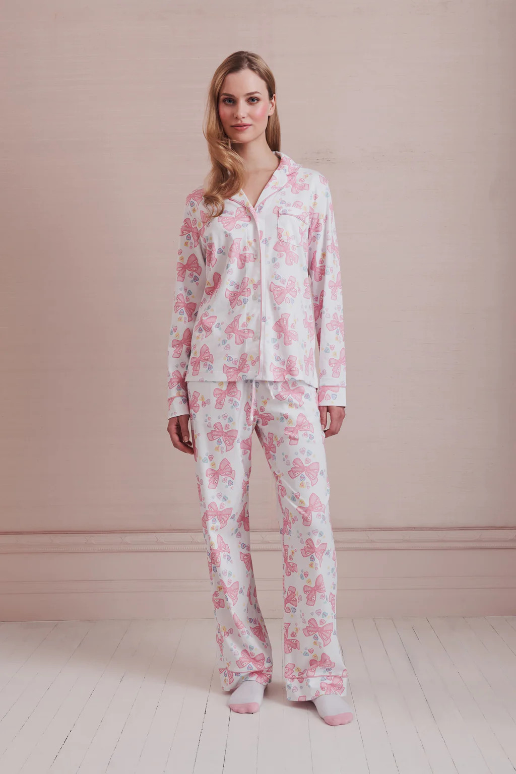 Doily Beaux Long Sleeve Polo Pajamas | Roller Rabbit